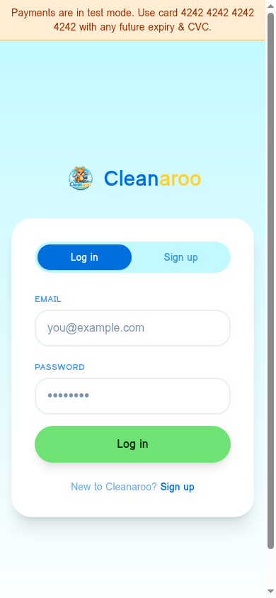 Cleanaroo home page